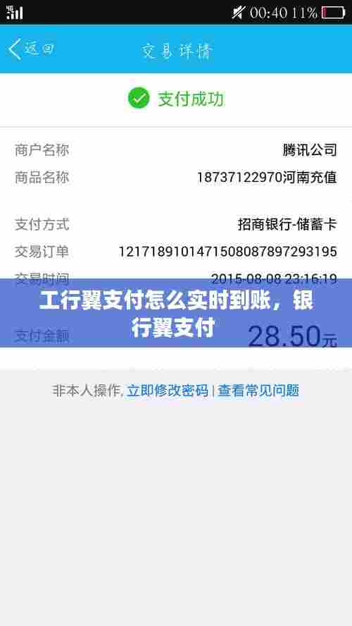 工行翼支付怎么实时到账,银行翼支付