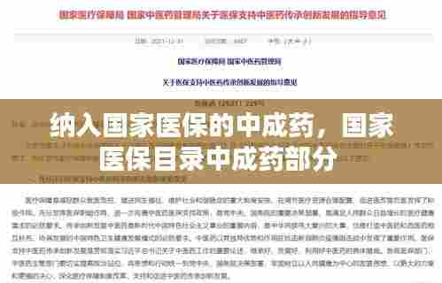 纳入国家医保的中成药,国家医保目录中成药部分