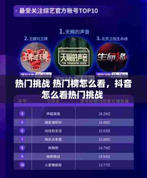 热门挑战 热门榜怎么看,抖音怎么看热门挑战