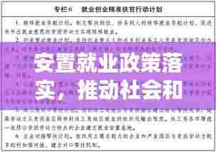 安置就业政策落实,推动社会和谐稳定的关键行动