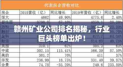 赣州矿业公司排名揭秘，行业巨头榜单出炉！