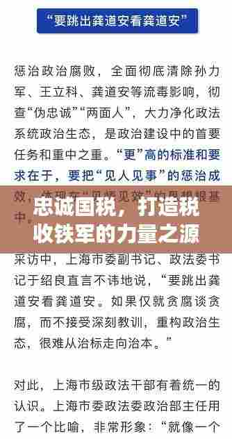 忠诚国税，打造税收铁军的力量之源专题脚本