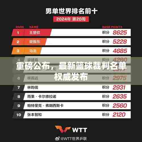 重磅公布,最新篮球裁判名单权威发布