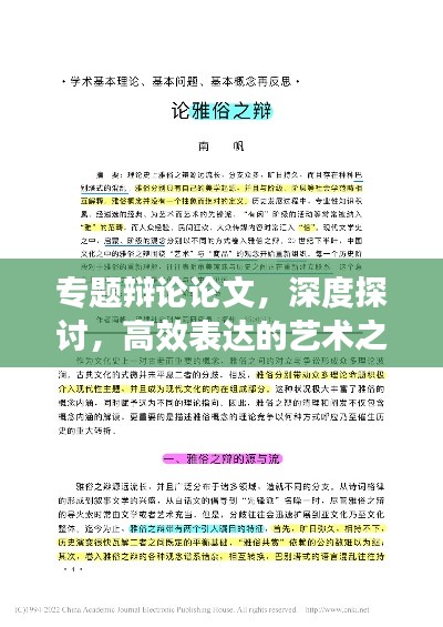 专题辩论论文,深度探讨,高效表达的艺术之道
