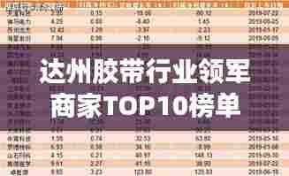达州胶带行业领军商家TOP10榜单——探寻行业佼佼者风采