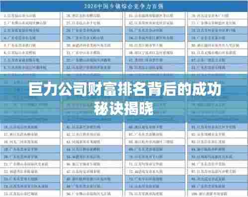 巨力公司财富排名背后的成功秘诀揭晓